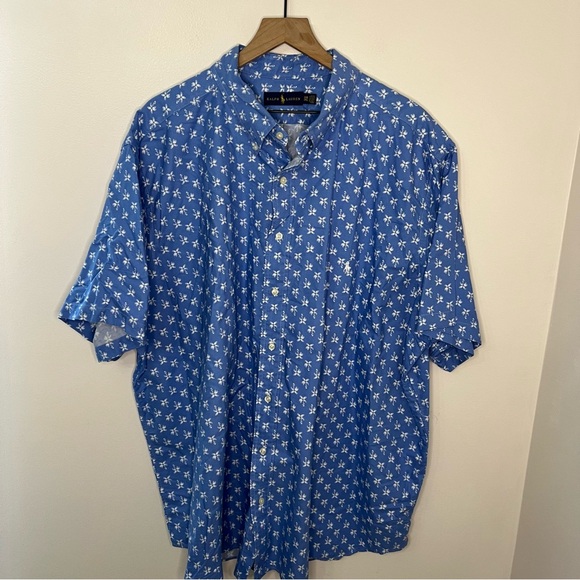 Ralph Lauren Blue Short Sleeve Button Up Men's Size 3XB Beach Resort Casual - Picture 2 of 6